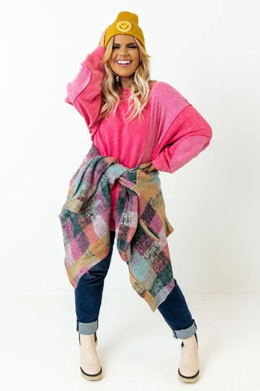 Espresso Run Sweater In Hot Pink Curves sold by Impressions