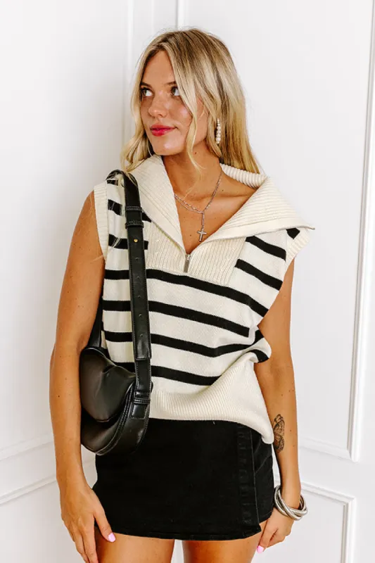 Midnight Dreams Stripe Sweater Vest In Cream sold by Impressions