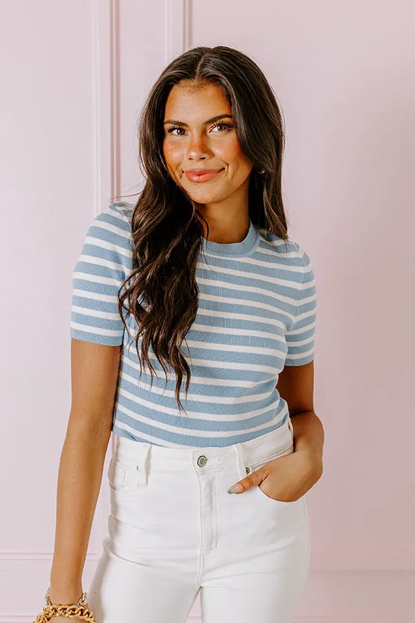 Vacay Mode Stripe Top in Sky Blue sold by Impressions product image thumbnail 3