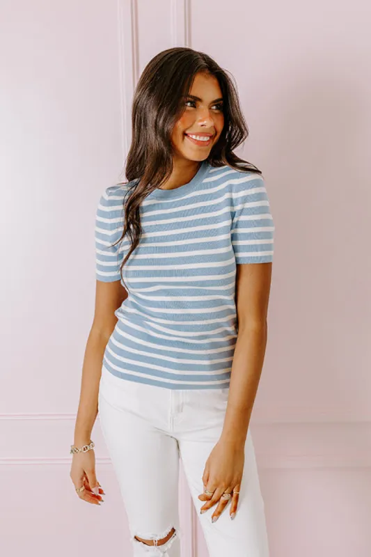 Vacay Mode Stripe Top in Sky Blue sold by Impressions
