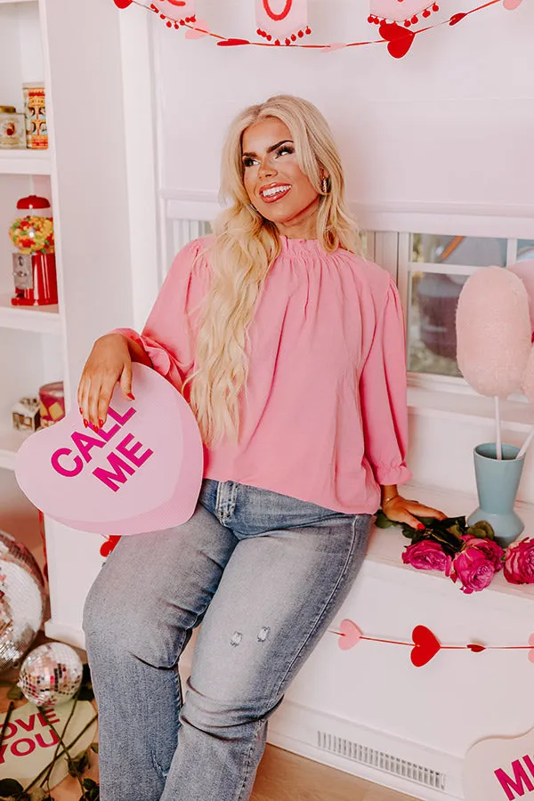 Brunch Date Shift Top in Pink Curves sold by Impressions