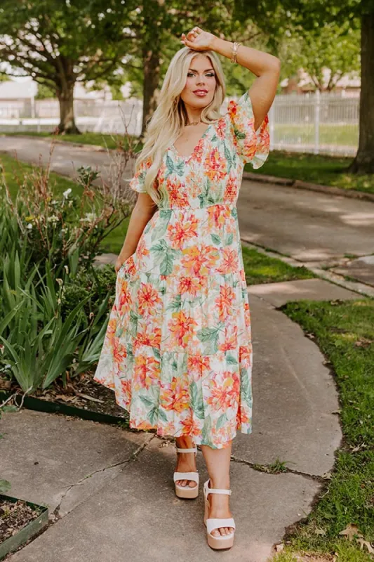 Sunny Sangria Floral Midi Dress in Mint Curves sold by Impressions