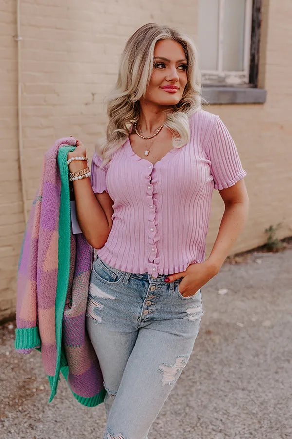 Everyday Marvelous Ribbed Top In Lavender sold by Impressions