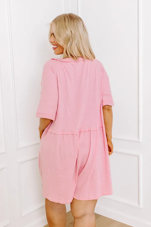 Comfy Chic Button Down Romper in Pink Curves sold by Impressions product image thumbnail 3