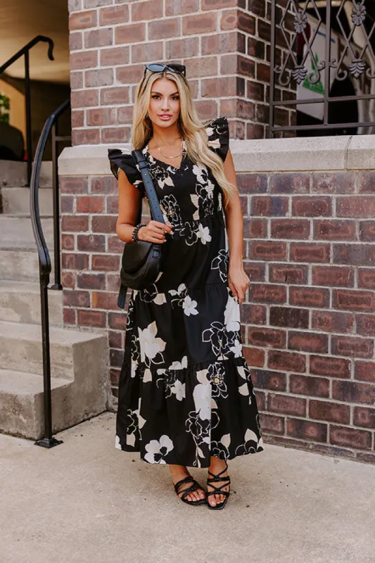 Gleaming Smile Smocked Midi in Black sold by Impressions