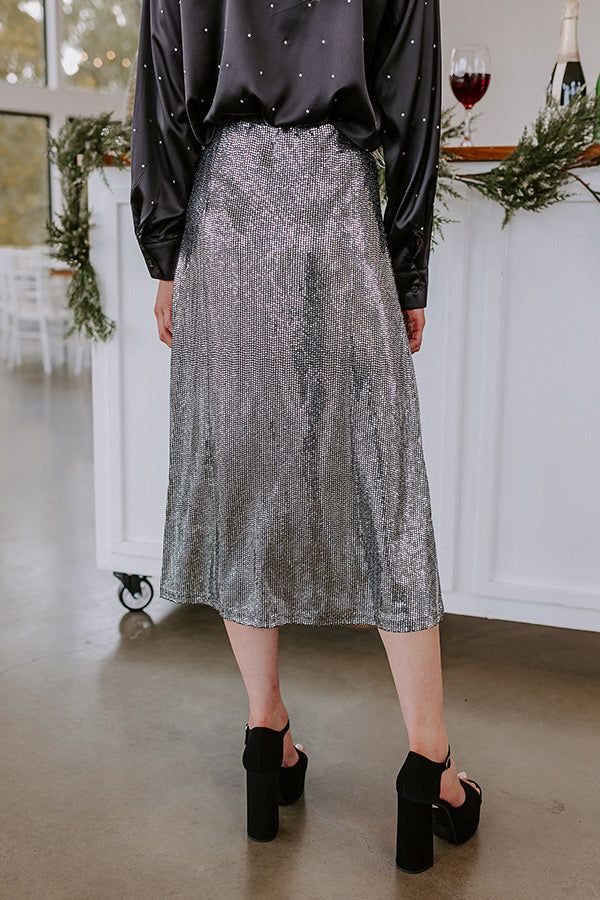 Dance All Night Sequin Midi Skirt in Silver sold by Impressions product image thumbnail 4