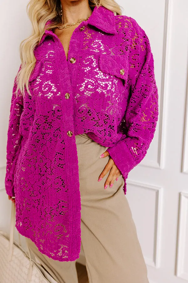Along The Drive Lace Button Up In Orchid Curves sold by Impressions product image thumbnail 4