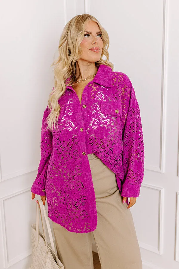Along The Drive Lace Button Up In Orchid Curves sold by Impressions product image thumbnail 5