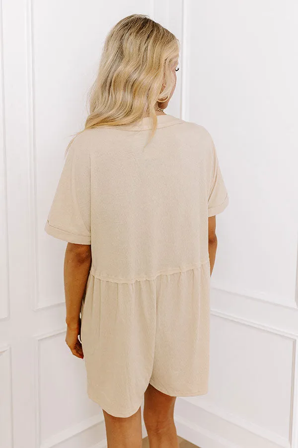 Comfy Chic Button Down Romper in Beige sold by Impressions product image thumbnail 4