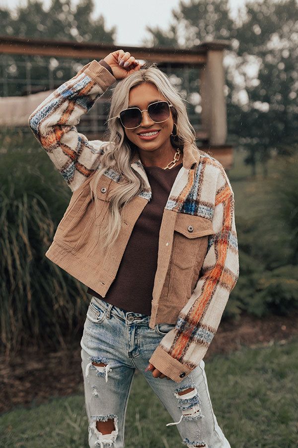 Morning In The Mountains Plaid Jacket In Iced Latte sold by Impressions product image thumbnail 3