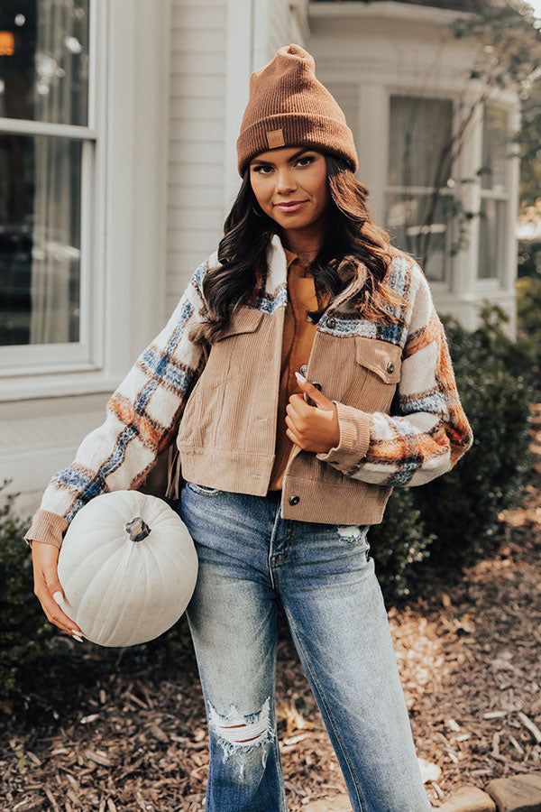 Morning In The Mountains Plaid Jacket In Iced Latte sold by Impressions product image thumbnail 2