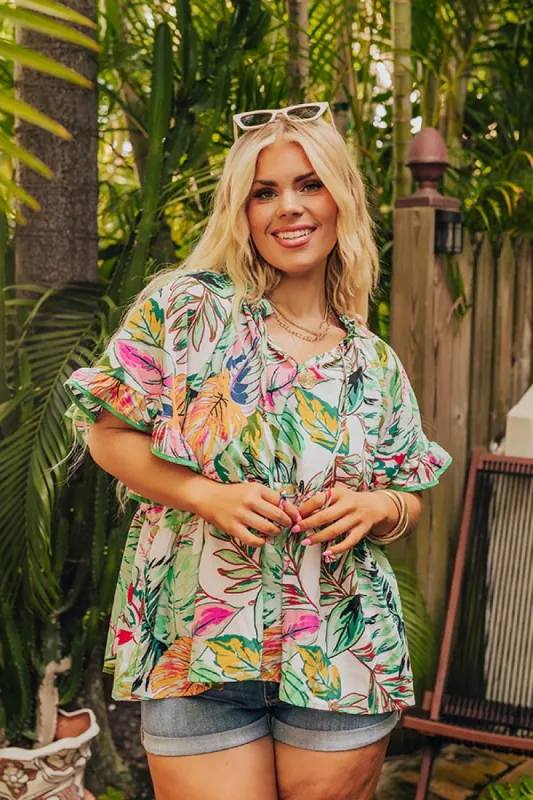 Tropical Treasures Shift Top in Ivory Curves sold by Impressions