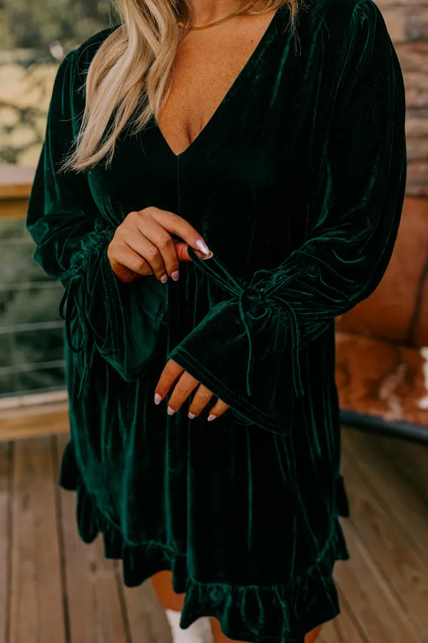 Lost In A Novel Velvet Mini Dress In Hunter Green Curves sold by Impressions product image thumbnail 5