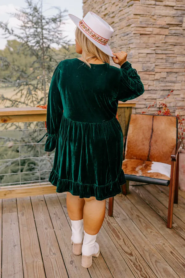 Lost In A Novel Velvet Mini Dress In Hunter Green Curves sold by Impressions product image thumbnail 2