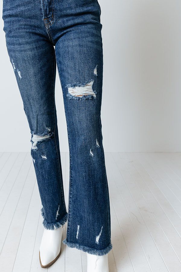 The Jordie Midrise Distressed Flares In Dark Wash sold by Impressions product image thumbnail 4