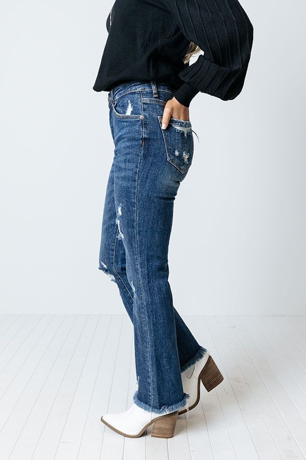 The Jordie Midrise Distressed Flares In Dark Wash sold by Impressions product image thumbnail 5
