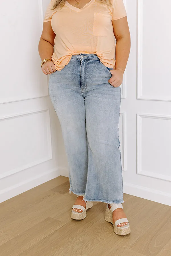 Risen Anita High Waist Crop Flare in Light Wash Curves sold by Impressions