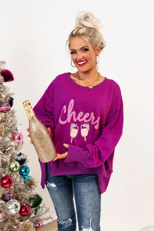 Cheers Embellished Sweatshirt In Orchid sold by Impressions