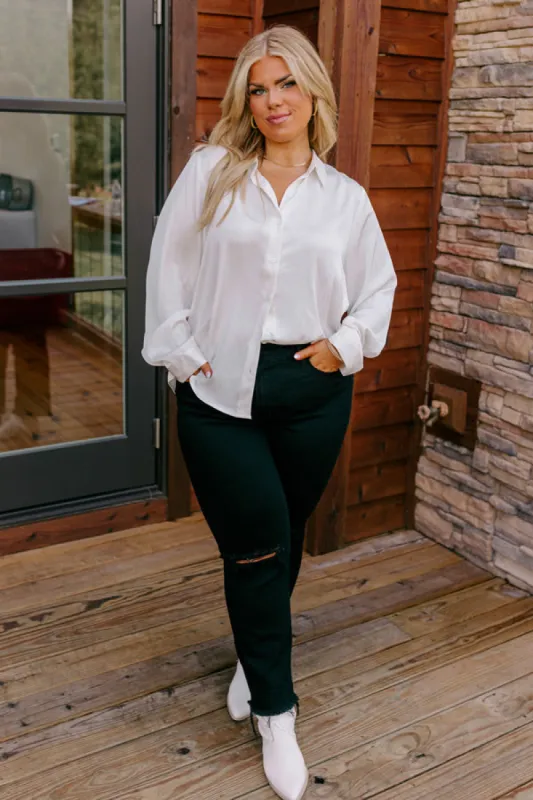 Roaming The City Button Up in Ivory Curves sold by Impressions