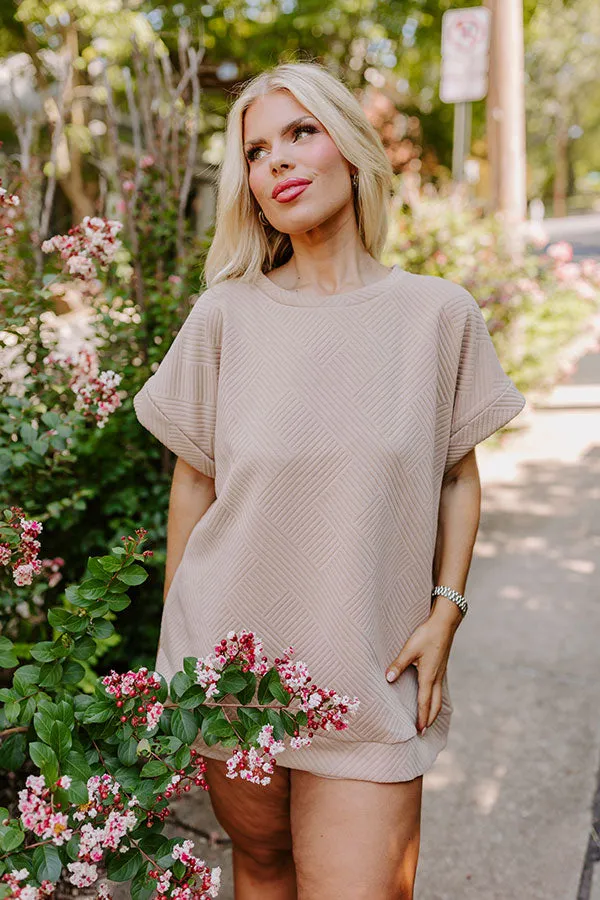 Coffee And Chit Chat Shift Top in Warm Taupe Curves sold by Impressions