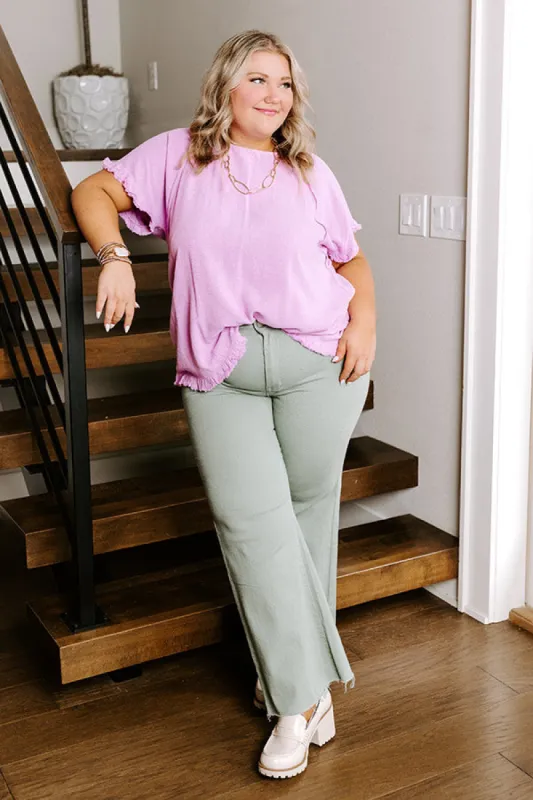 Open Book Frayed Shift Top In Violet Curves sold by Impressions