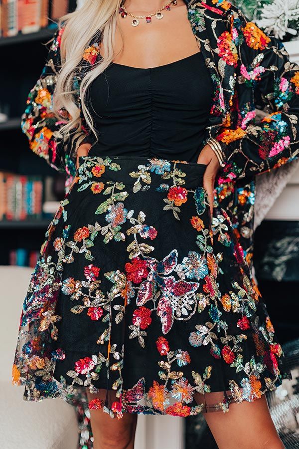 Fan of Floral Sequin Skirt sold by Impressions