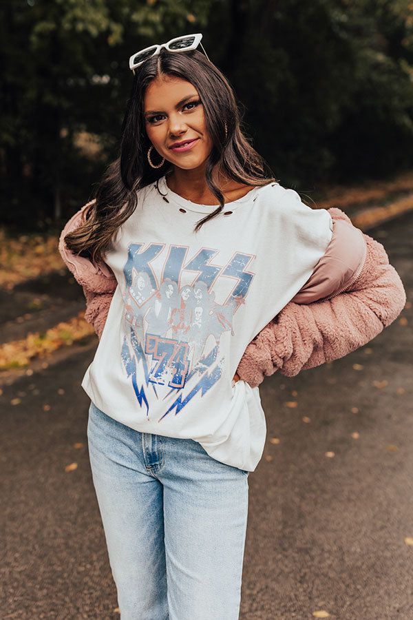 Kiss 74 Oversized Distressed Graphic Tee sold by Impressions