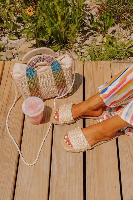 The Clara Pearl Embellished Woven Sandal sold by Impressions