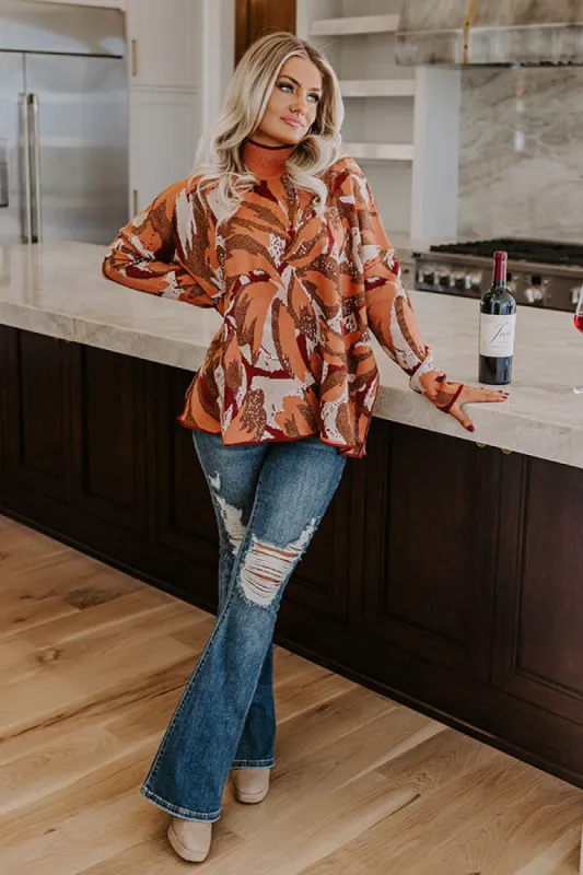 Touch Of Fall Sweater Top in Rust sold by Impressions
