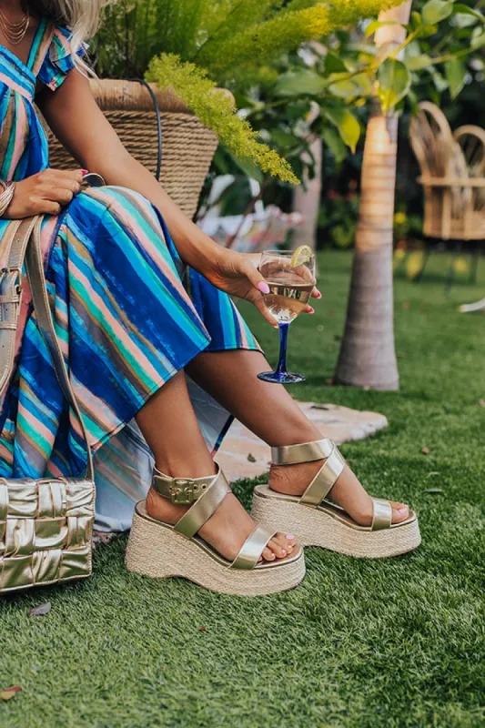 The Miranda Metallic Wedge in Gold sold by Impressions