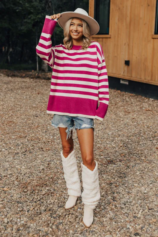 Denver Icon Stripe Sweater In Orchid sold by Impressions
