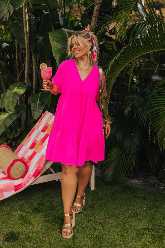Cool Cruise Shift Dress in Hot Pink Curves sold by Impressions