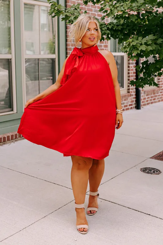 Friday Night Glam Shift Dress In Red Curves sold by Impressions