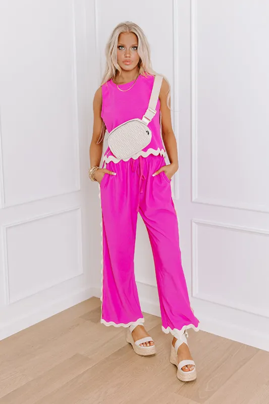 Urban Chic High Waist Wide Leg Pants in Fuchsia sold by Impressions