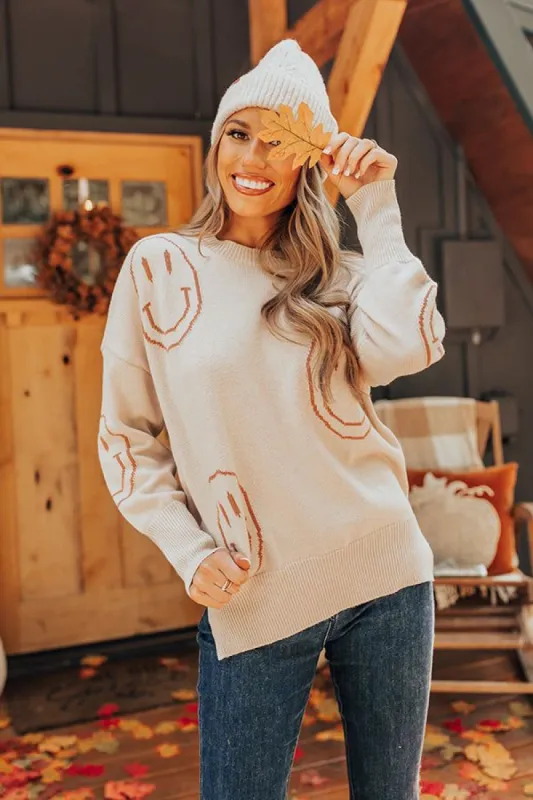 Happy Smiles Knit Sweater In Birch sold by Impressions