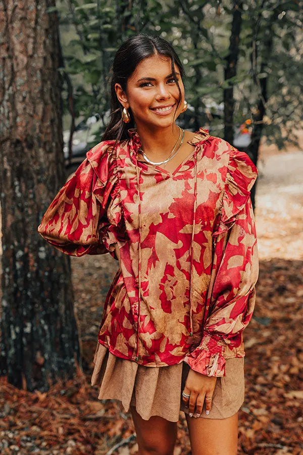 Set The Show Off Satin Ruffle Top sold by Impressions