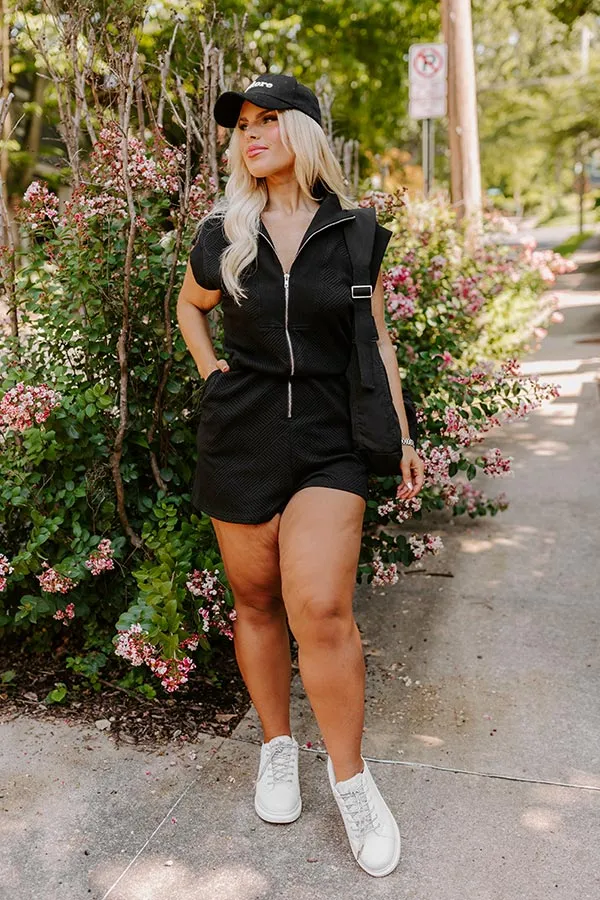 Coffee Run Cutie Romper in Black Curves sold by Impressions