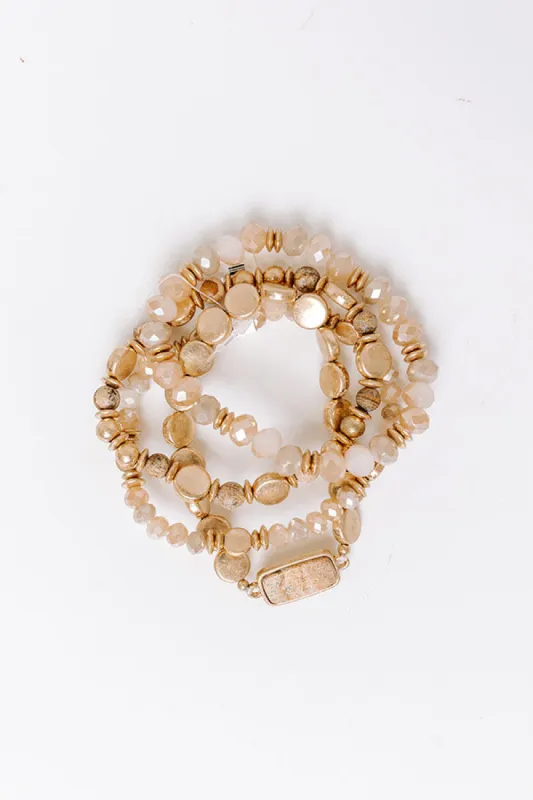 Daily Entertainment Stretch Bracelet Set in Champagne sold by Impressions