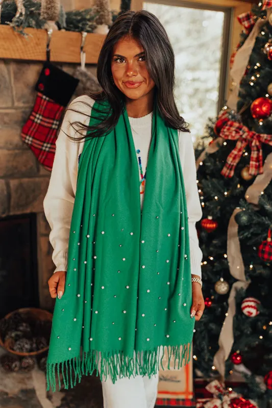 Escape To Comfort Embellished Scarf In Green sold by Impressions