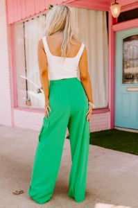 The Nikki High Waist Trousers In Kelly Green sold by Impressions