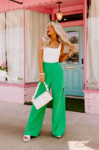 The Nikki High Waist Trousers In Kelly Green sold by Impressions