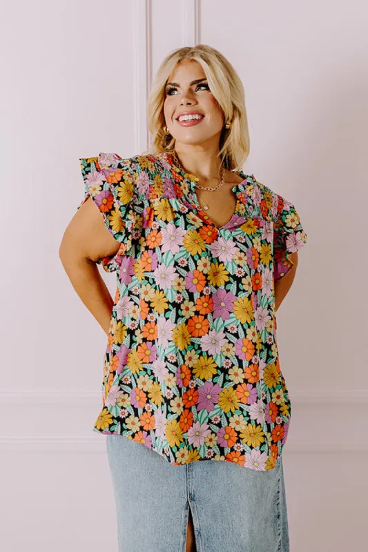 Floral Galore Shift Top In Black Curves sold by Impressions
