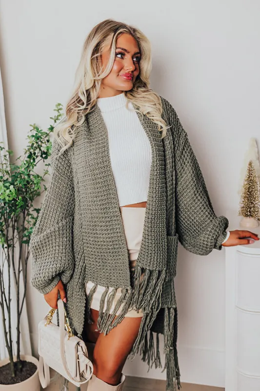 Vail Valley Knit Cardigan In Dark Sage sold by Impressions
