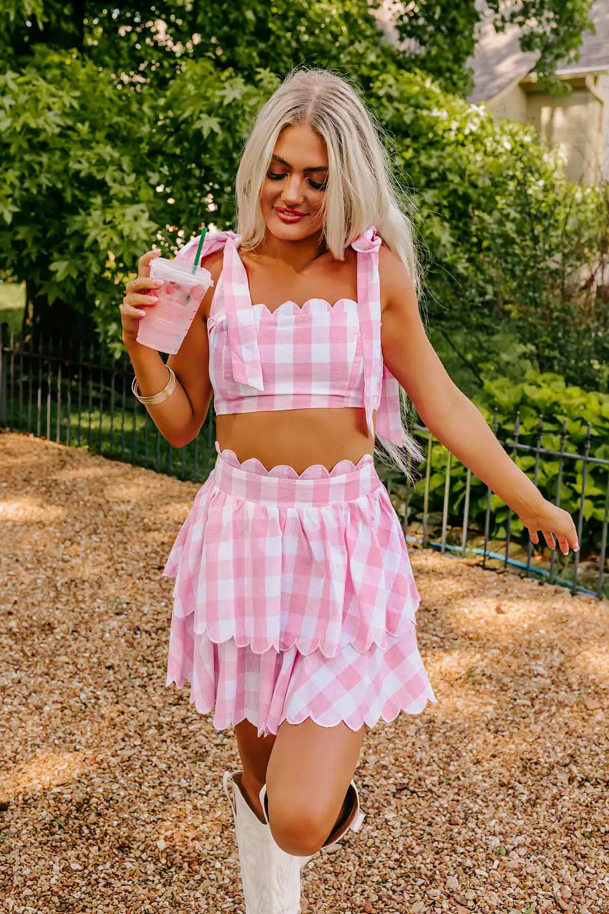 Only Good Karma Crop Top In Pink sold by Impressions