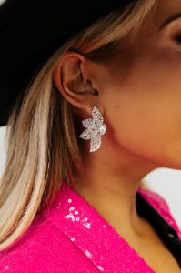 Away For The Winter Rhinestone Earrings in Silver sold by Impressions