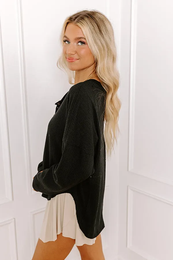 Breezy Times Oversized Henley Top In Black sold by Impressions product image thumbnail 3