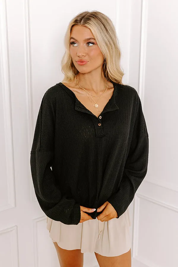 Breezy Times Oversized Henley Top In Black sold by Impressions product image thumbnail 2