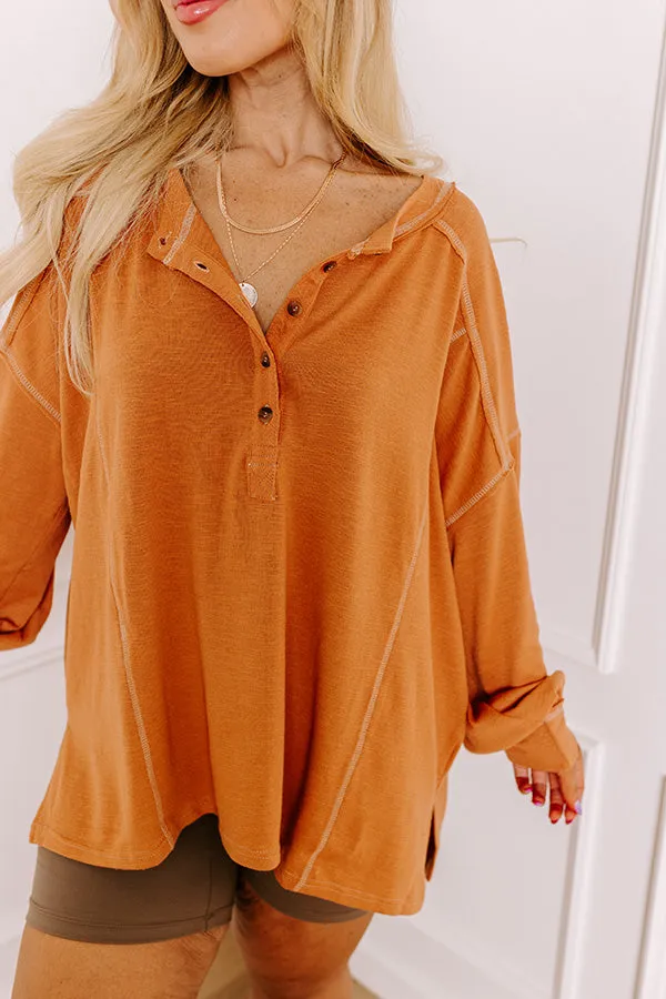 Cafe Cutie Henley Tee in Rust Curves sold by Impressions product image thumbnail 5