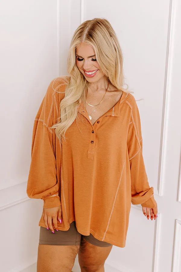 Cafe Cutie Henley Tee in Rust Curves sold by Impressions product image thumbnail 2