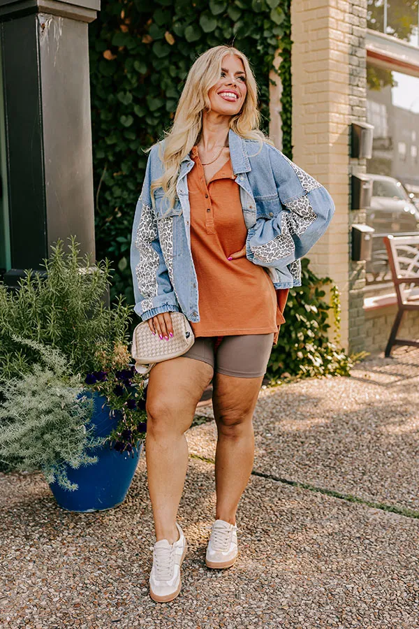 Cafe Cutie Henley Tee in Rust Curves sold by Impressions product image thumbnail 4